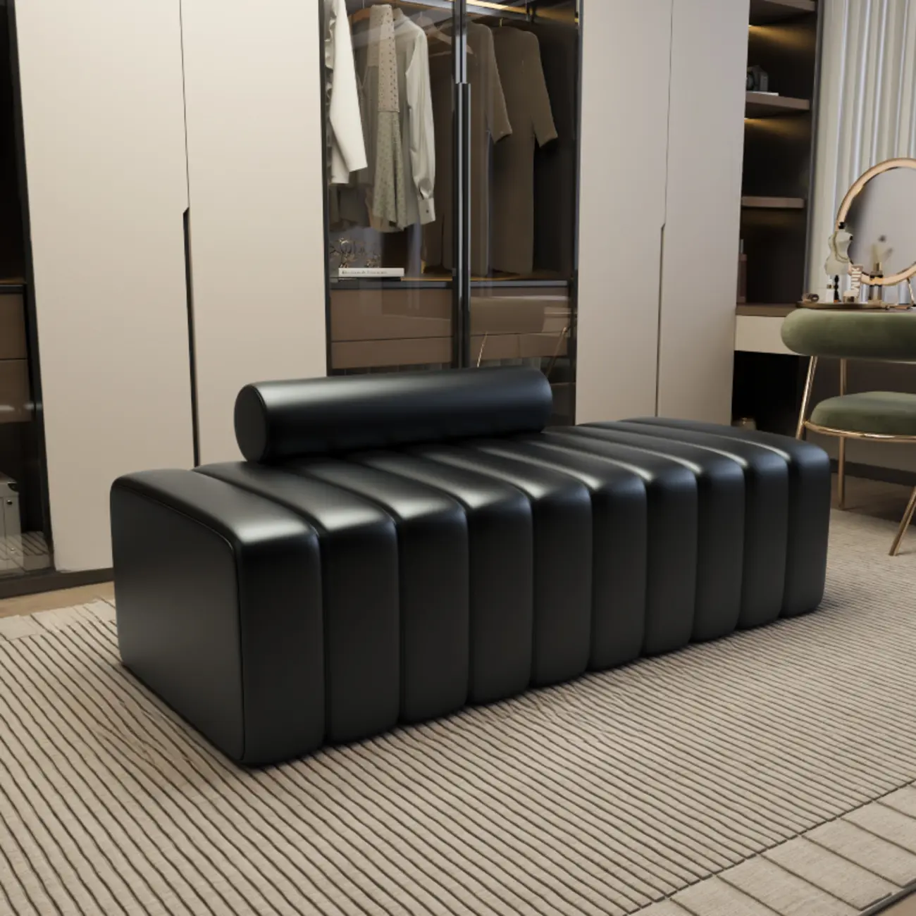 Elegance Flannel Upholstered Entryway Bench with Storage Image - 9 | homeyfad