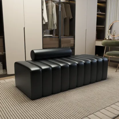 Elegance Flannel Upholstered Entryway Bench with Storage Image - 9