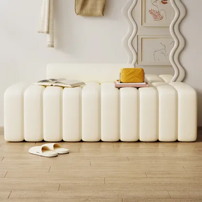 Elegance Flannel Upholstered Entryway Bench with Storage Image - 1