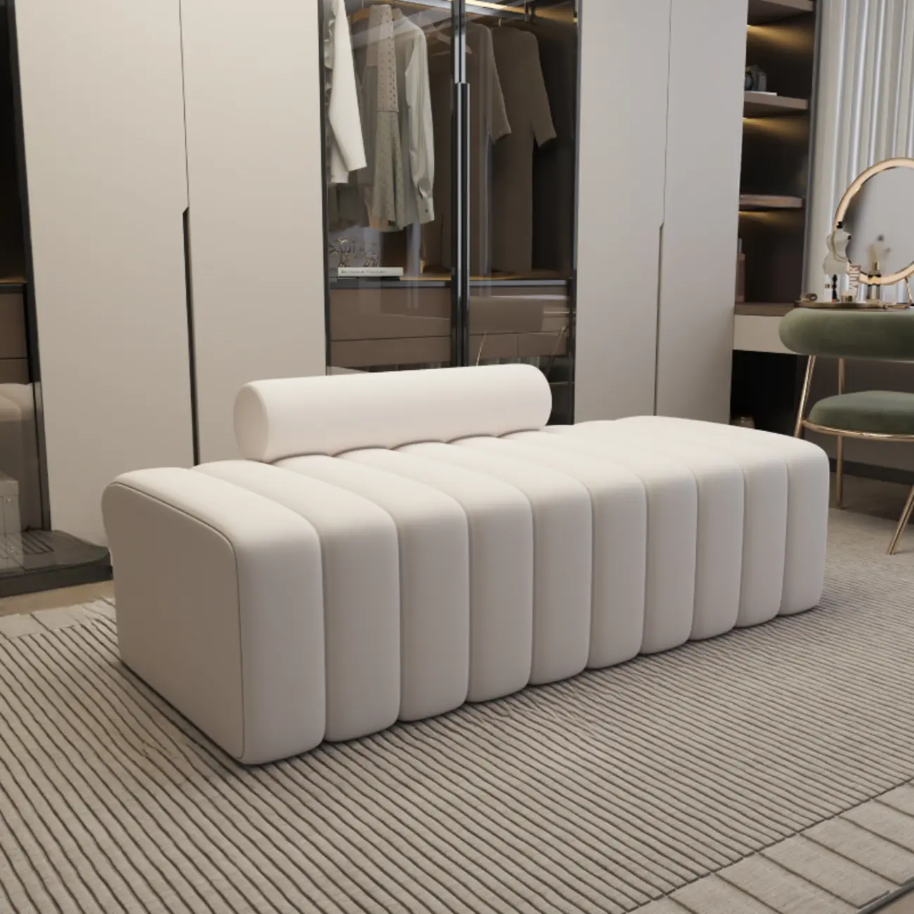 Elegance Flannel Upholstered Entryway Bench with Storage Image - 11 | homeyfad