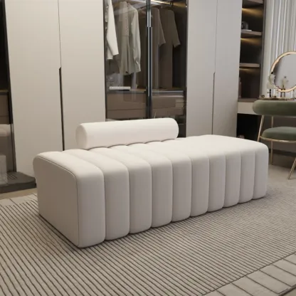 Elegance Flannel Upholstered Entryway Bench with Storage Image - 11