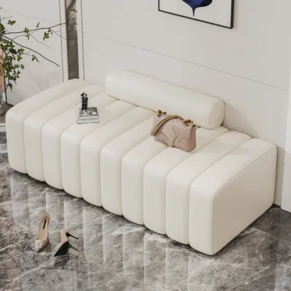 Elegance Flannel Upholstered Entryway Bench with Storage Image - 3