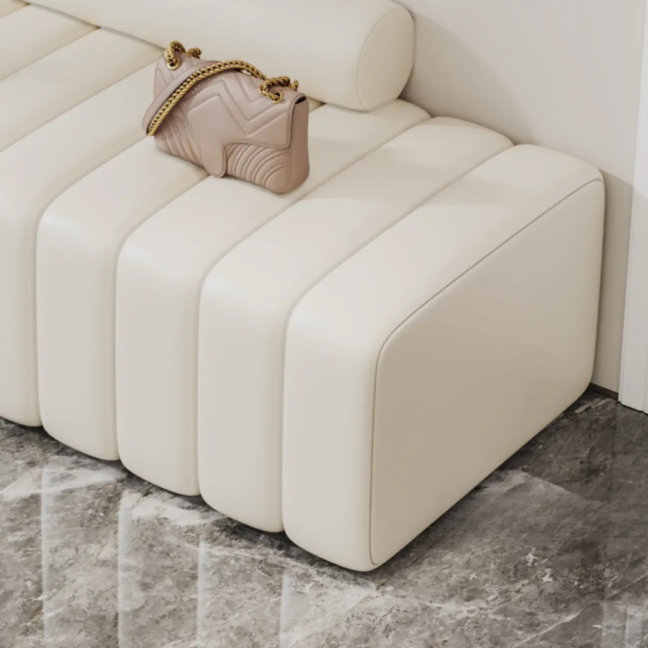 Elegance Flannel Upholstered Entryway Bench with Storage Image - 5 | homeyfad