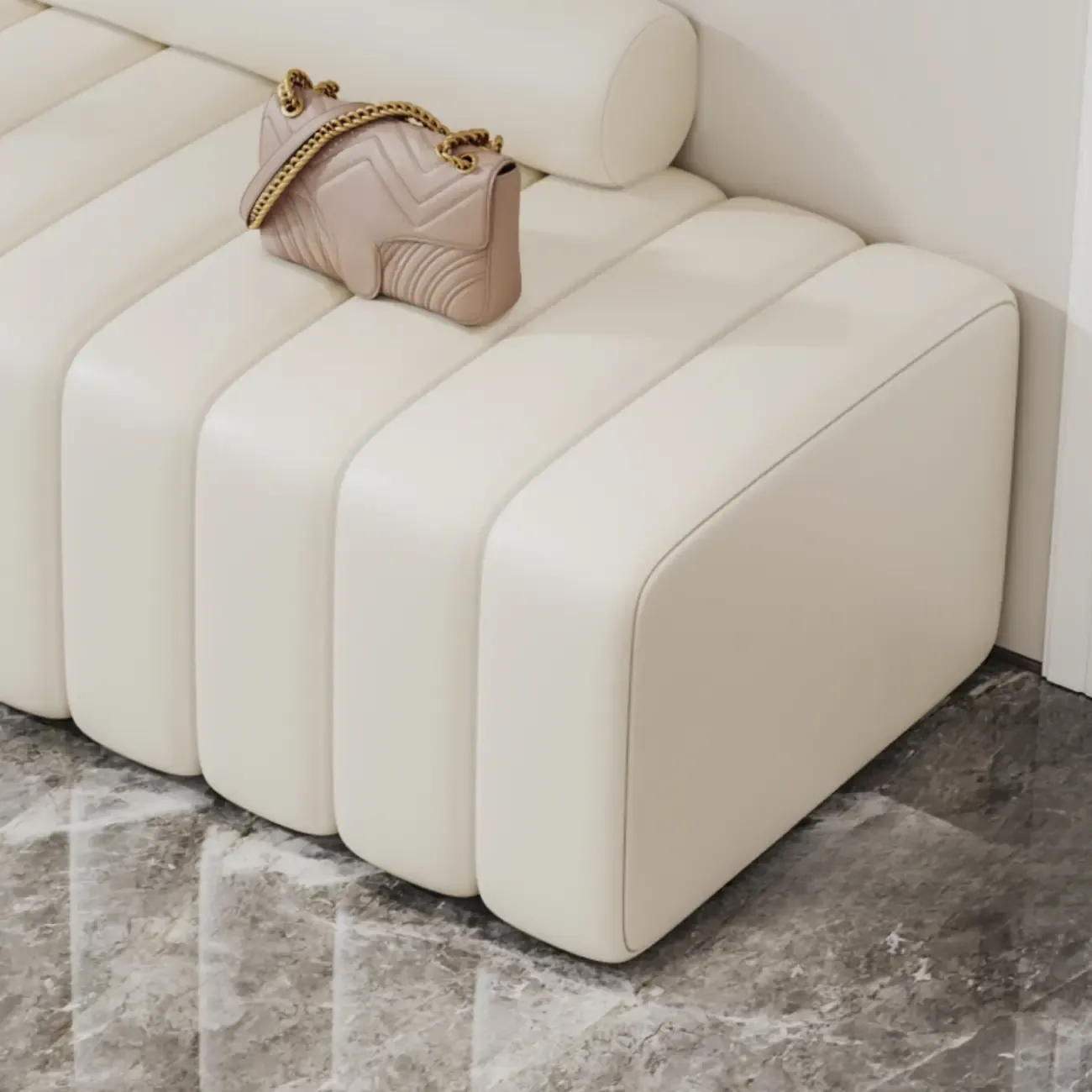 Elegance Flannel Upholstered Entryway Bench with Storage Image - 5