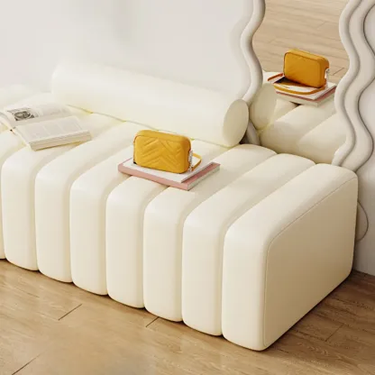 Elegance Flannel Upholstered Entryway Bench with Storage Image - 13