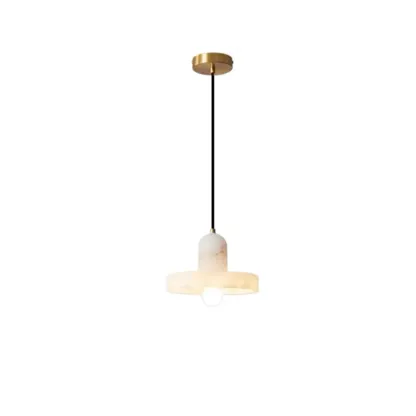 Modern Cylinder White Stone Hanging Pendant Light Image - 7