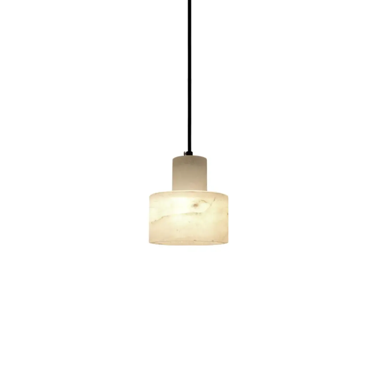 Modern Cylinder White Stone Hanging Pendant Light Image - 10