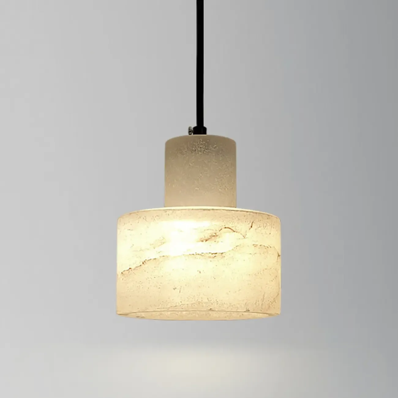 Modern Cylinder White Stone Hanging Pendant Light Image - 12