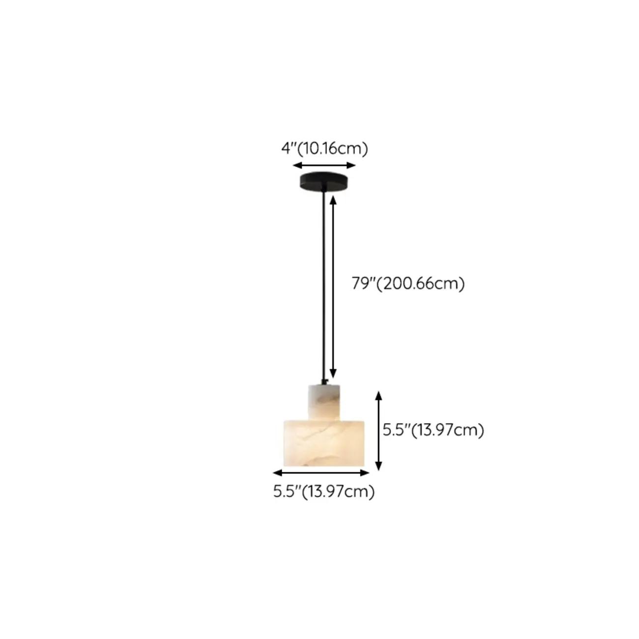 Modern Cylinder White Stone Hanging Pendant Light #size