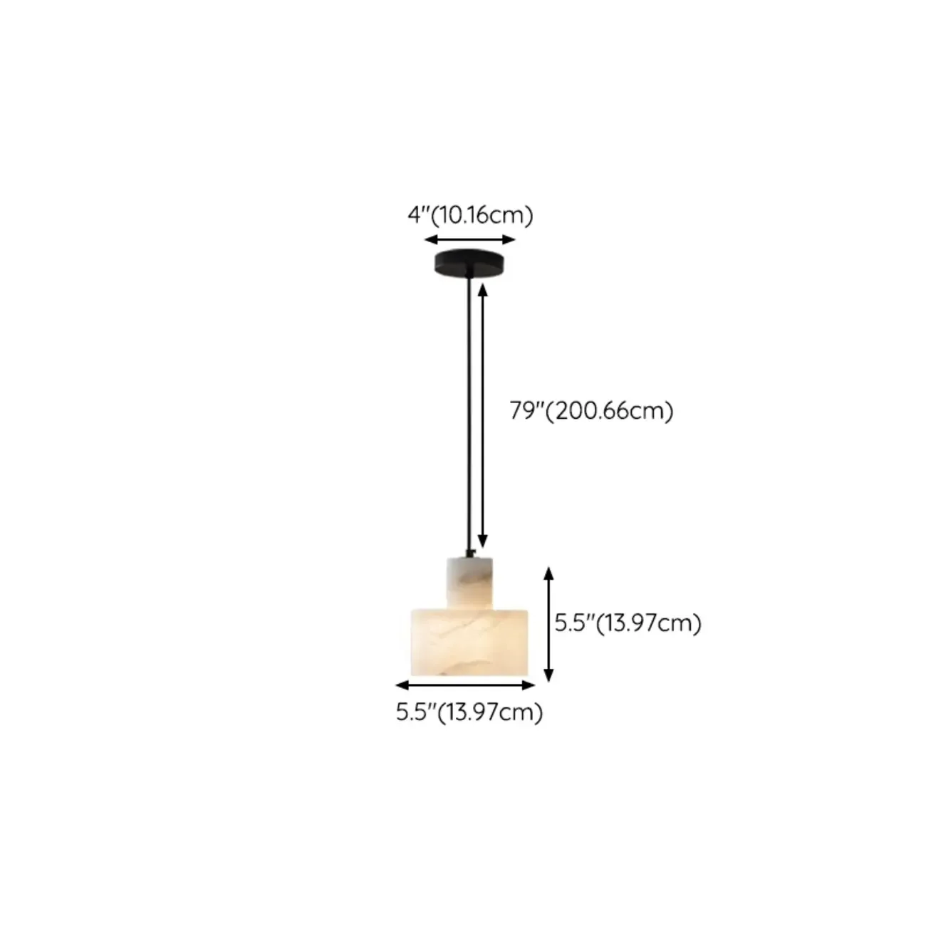 Modern Cylinder White Stone Hanging Pendant Light #size