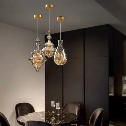 Modern Glass Adjustable Kitchen Pendant Light Dimmable LED Image - 6