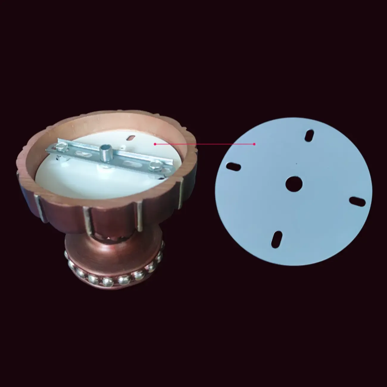 European Vintage Brass Floral Glass Ceramic Chandelier Image - 8