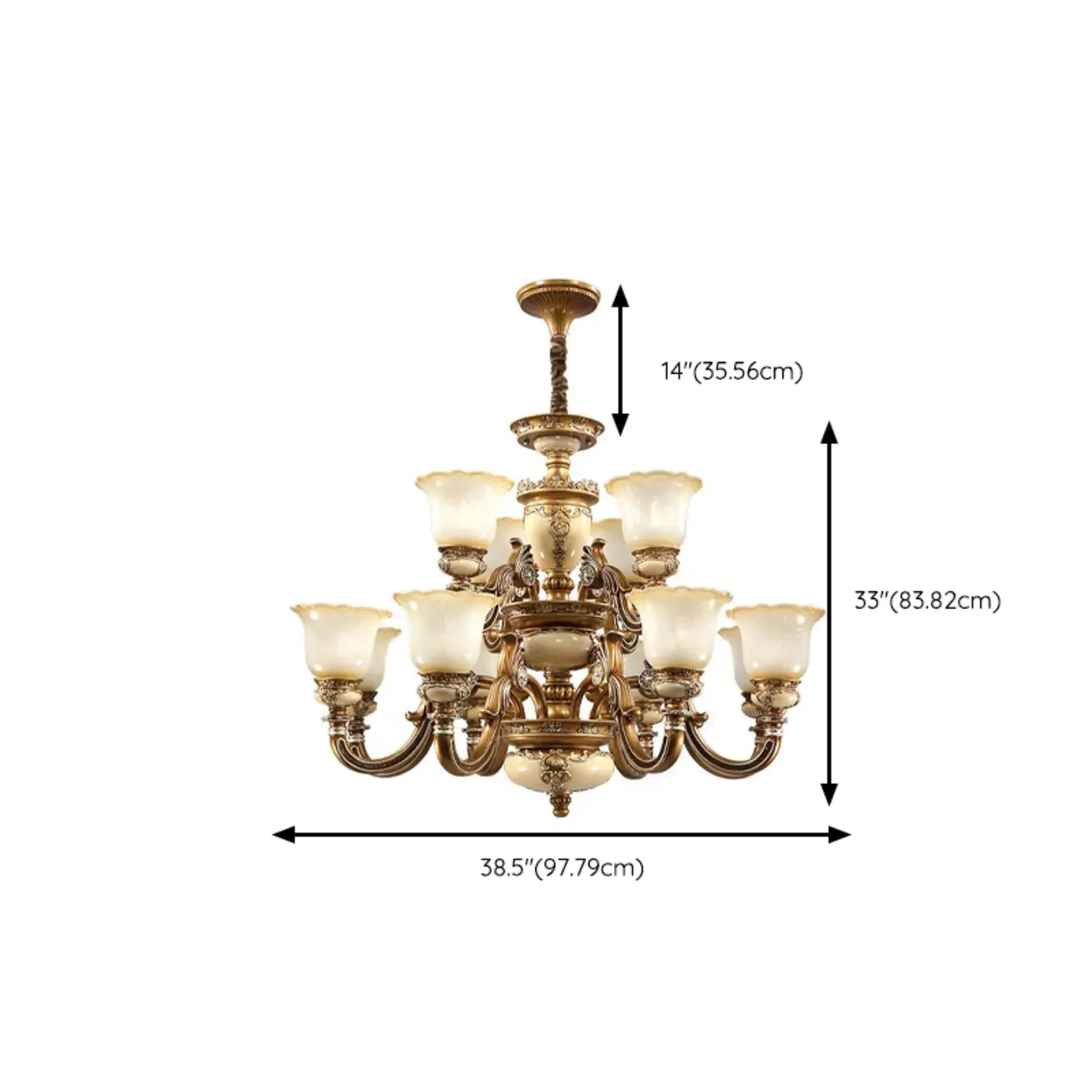 European Vintage Brass Floral Glass Ceramic Chandelier Image - 25 | homeyfad