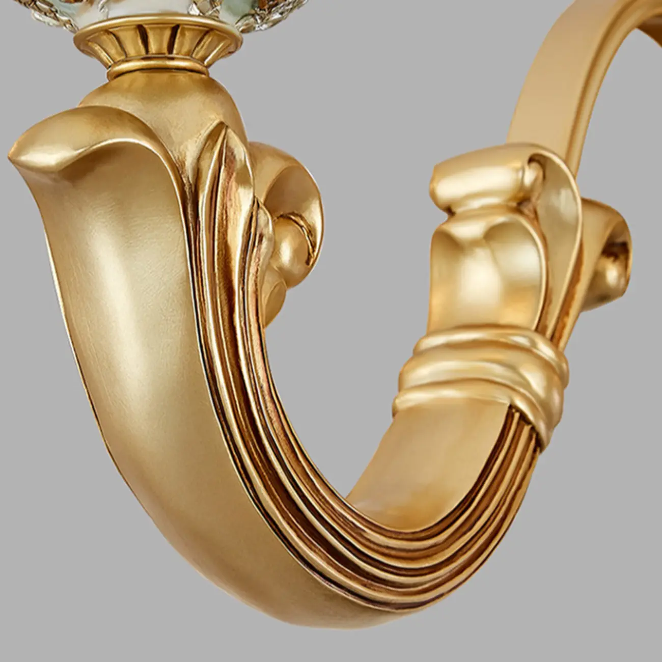 Antique Gold Ceramic Chandelier with Frosted Glass Bell Shape Image - 10 | homeyfad