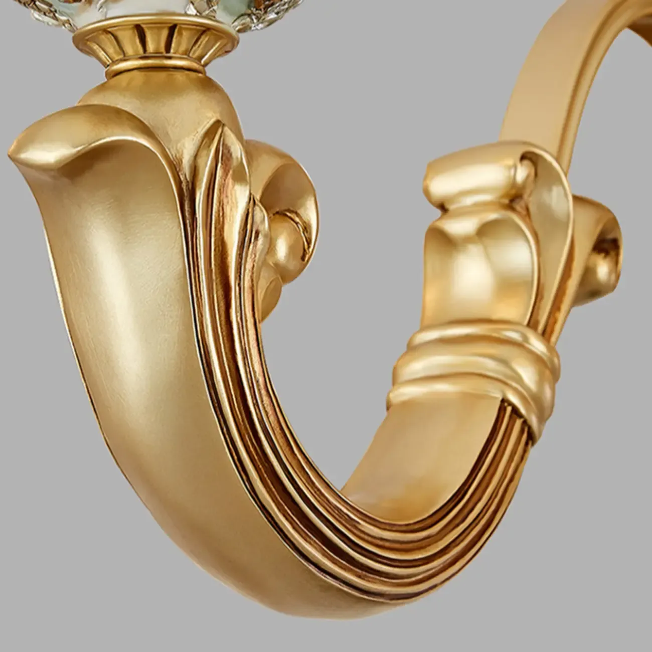 Antique Gold Ceramic Chandelier with Frosted Glass Bell Shape Image - 10