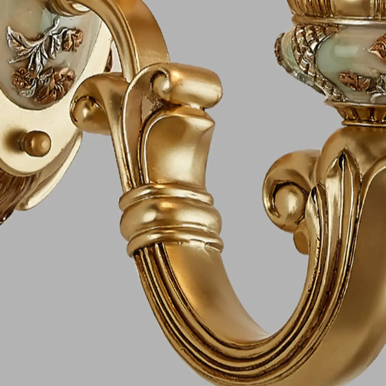 Antique Gold Ceramic Chandelier with Frosted Glass Bell Shape Image - 9