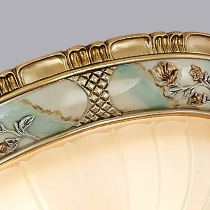 Antique Gold Ceramic Chandelier with Frosted Glass Bell Shape Image - 8