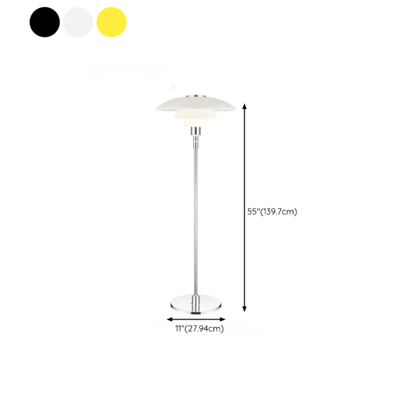 Minimalist Metal Floor Lamp with Glass Shade for Living Room #size