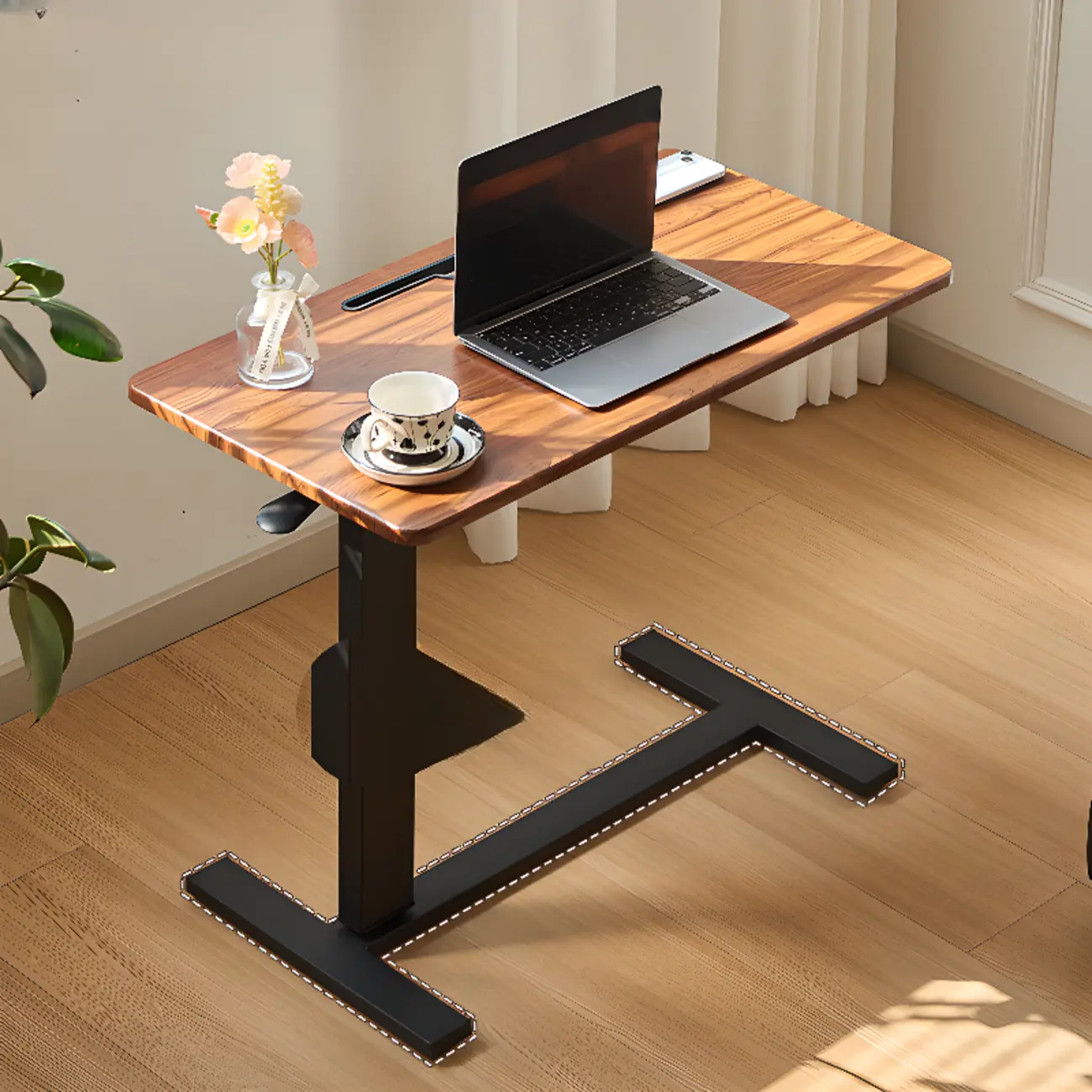 Traditional Wooden Motorized Adjustable Office Standing Desk Image - 1 | homeyfad