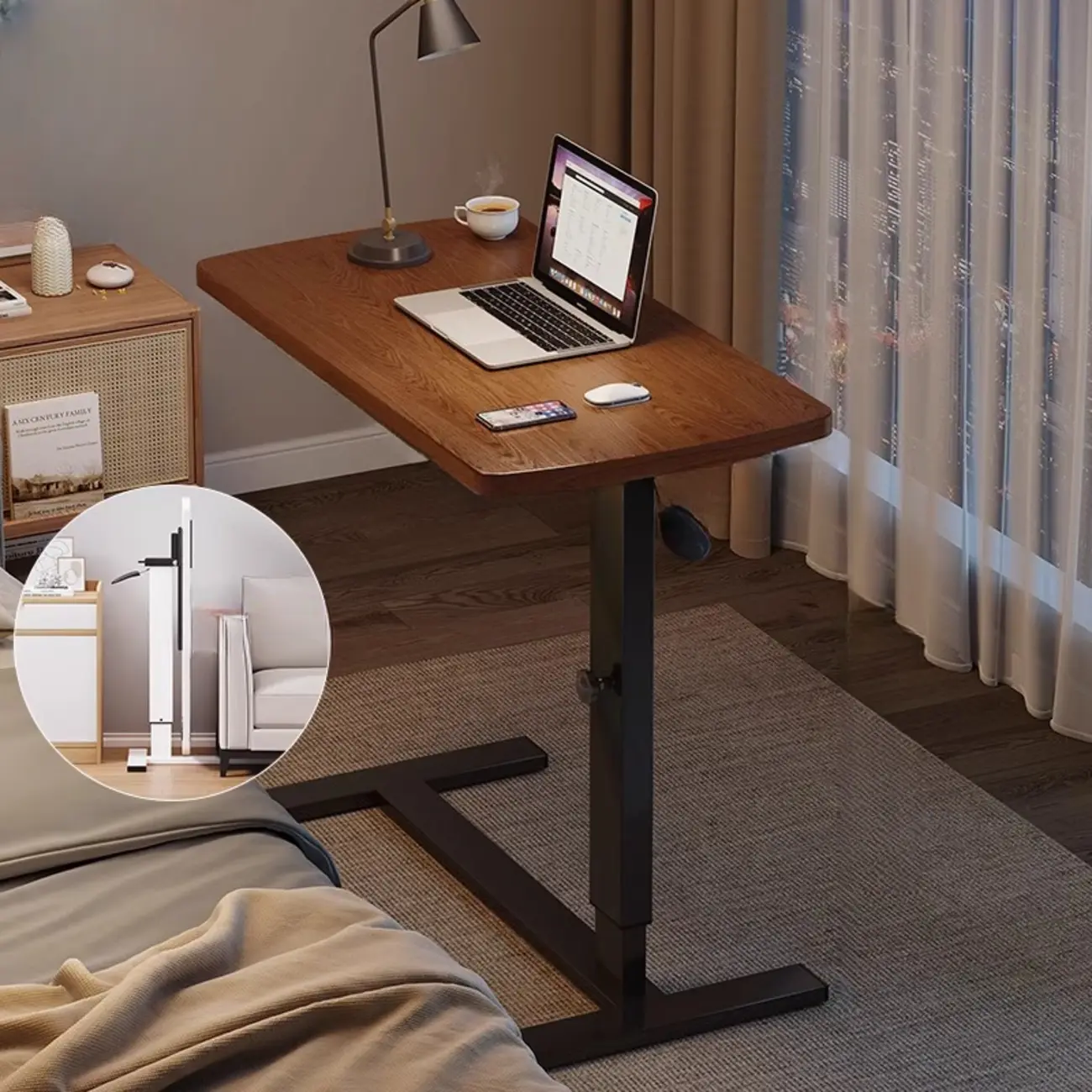 Traditional Wooden Motorized Adjustable Office Standing Desk Image - 4 | homeyfad