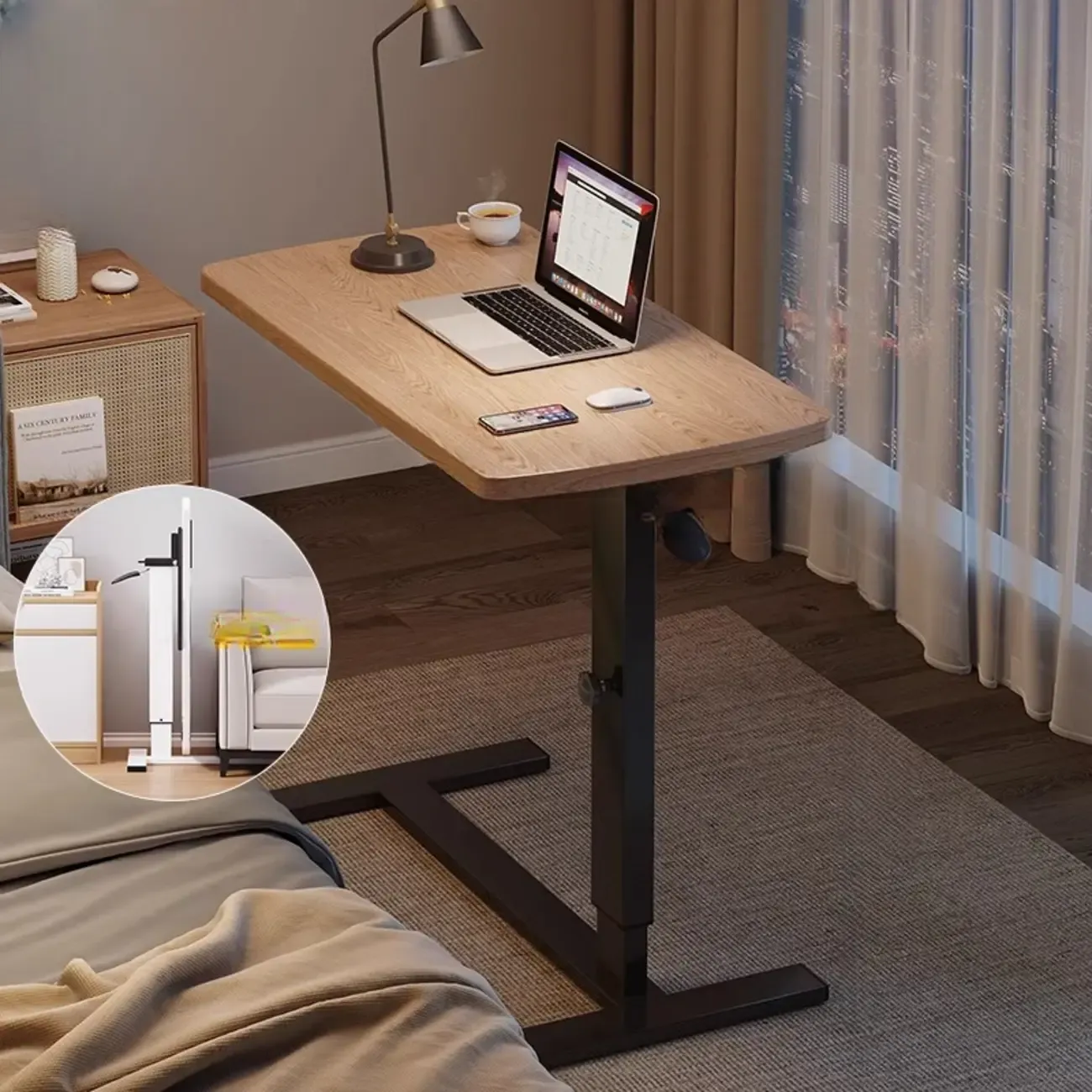 Traditional Wooden Motorized Adjustable Office Standing Desk Image - 6