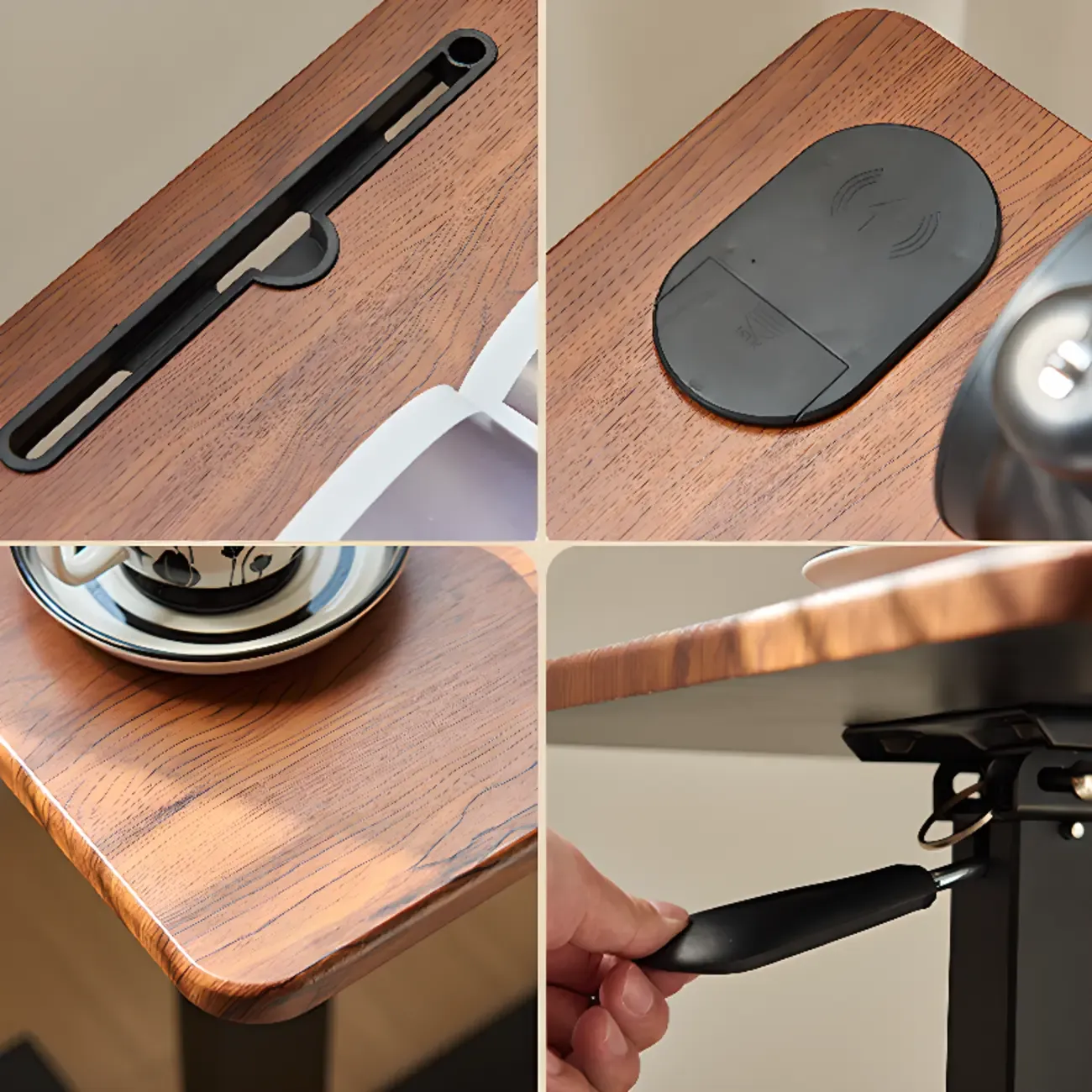 Traditional Wooden Motorized Adjustable Office Standing Desk Image - 10