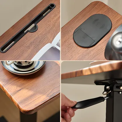 Traditional Wooden Motorized Adjustable Office Standing Desk Image - 10