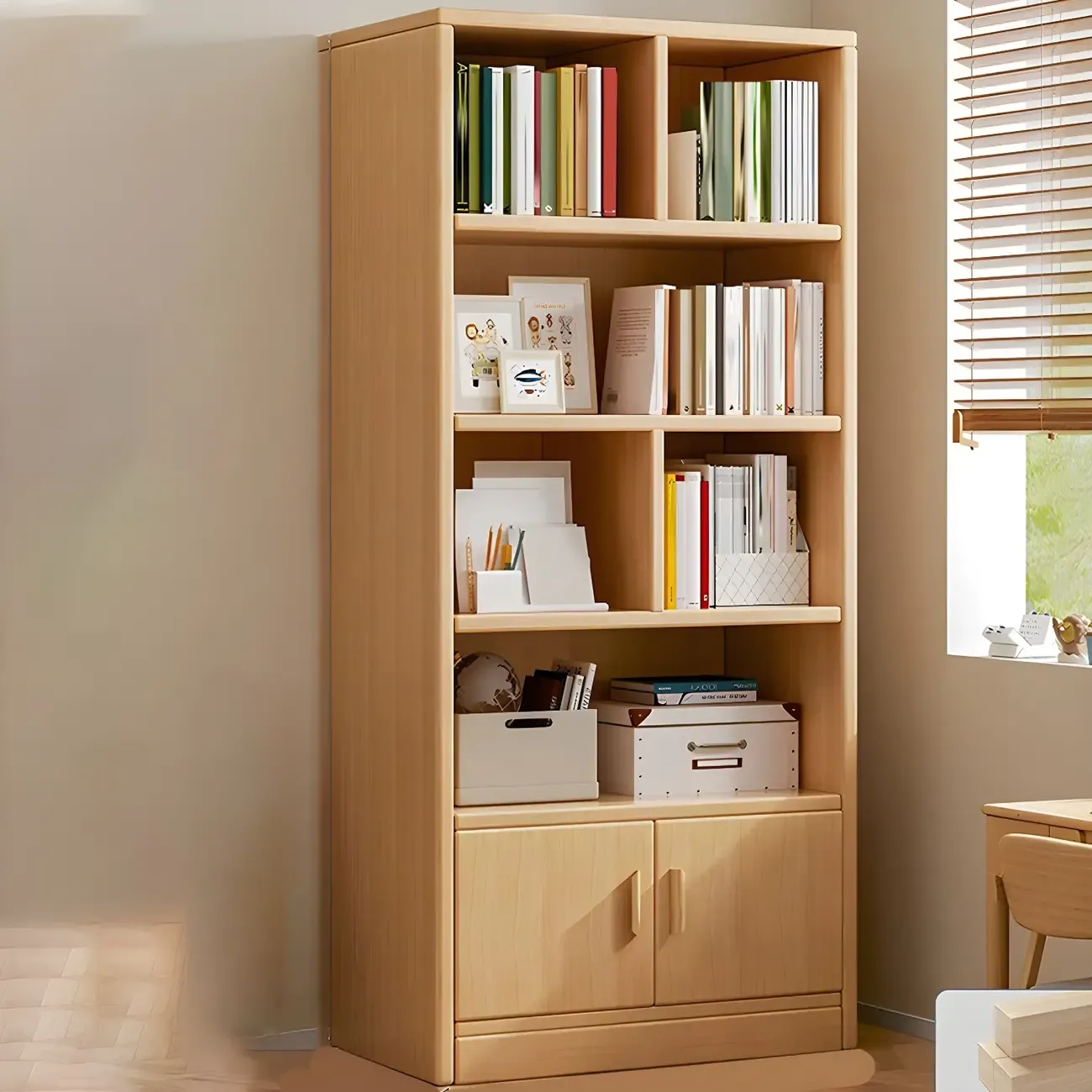 Nut-Brown Vertical Closed Back Wooden Storage Bookcase | HomeyFad