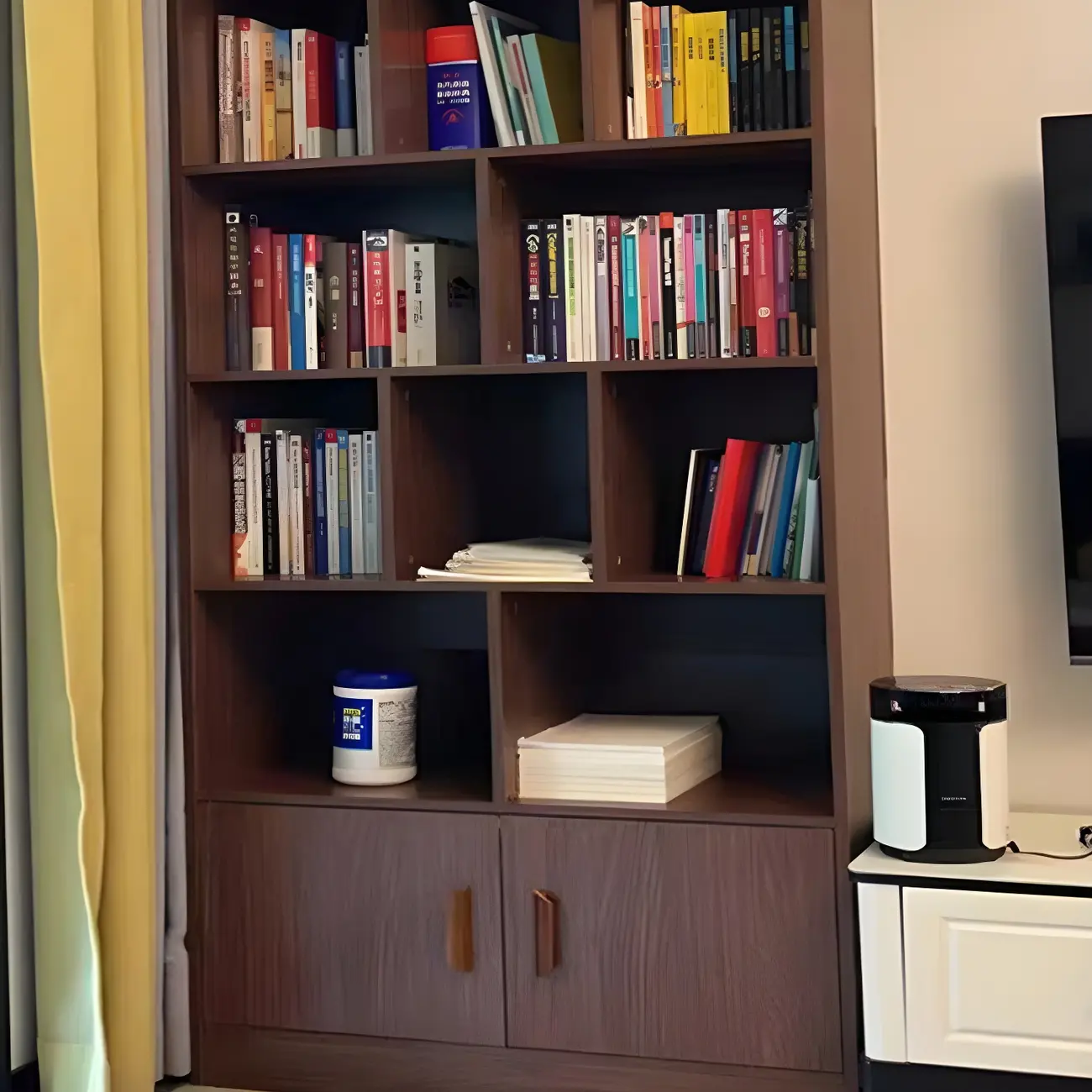 Nut-Brown Vertical Closed Back Wooden Storage Bookcase Image - 14 | homeyfad