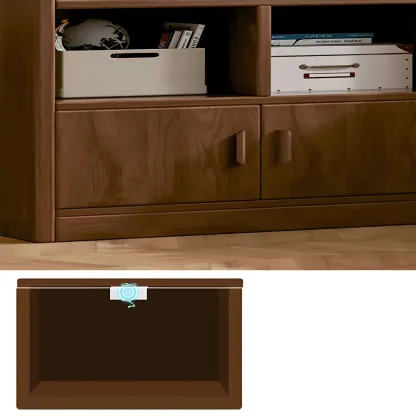 Nut-Brown Vertical Closed Back Wooden Storage Bookcase Image - 15