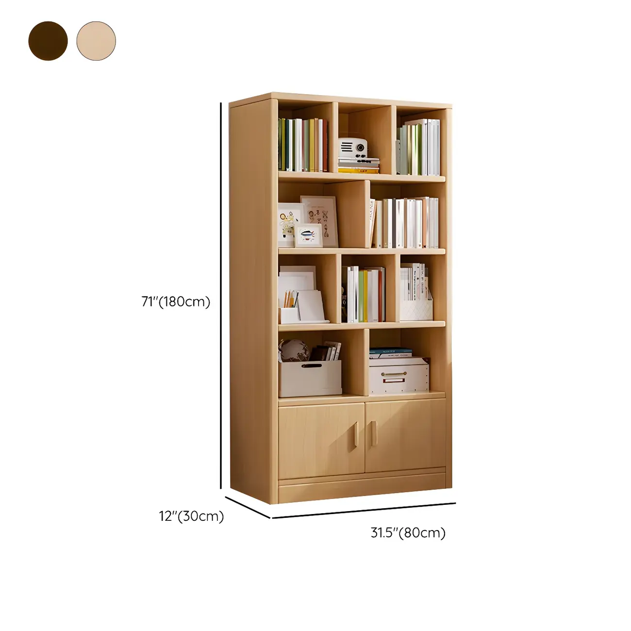 Nut-Brown Vertical Closed Back Wooden Storage Bookcase Image - 17 | homeyfad