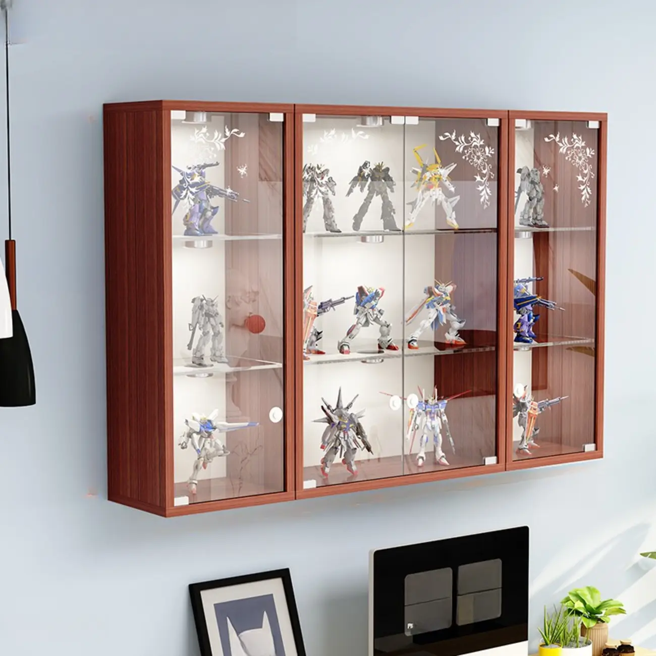 Wall-Mounted Wooden Enclosed Display Cabinet for Collectibles Image - 4 | homeyfad