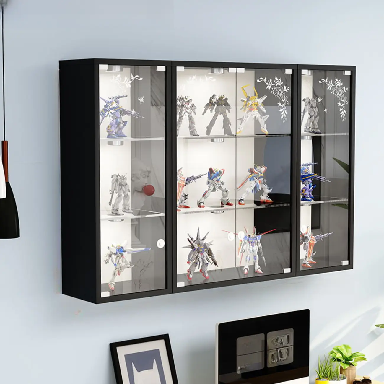 Wall-Mounted Wooden Enclosed Display Cabinet for Collectibles Image - 6 | homeyfad