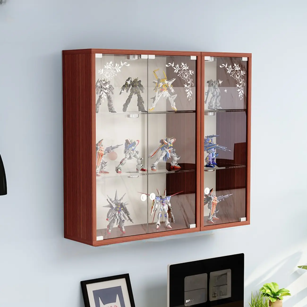 Wall-Mounted Wooden Enclosed Display Cabinet for Collectibles Image - 9 | homeyfad