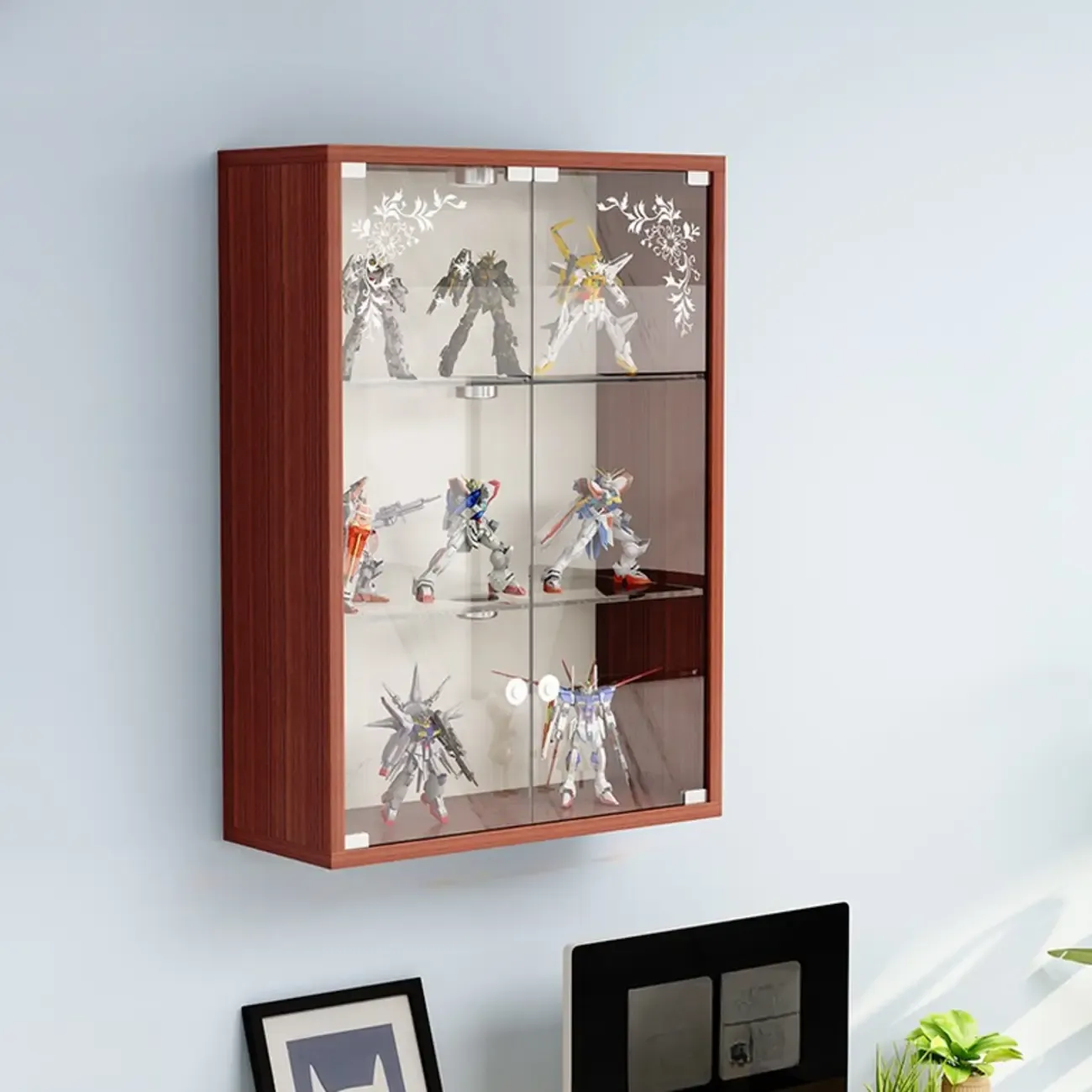 Wall-Mounted Wooden Enclosed Display Cabinet for Collectibles Image - 11
