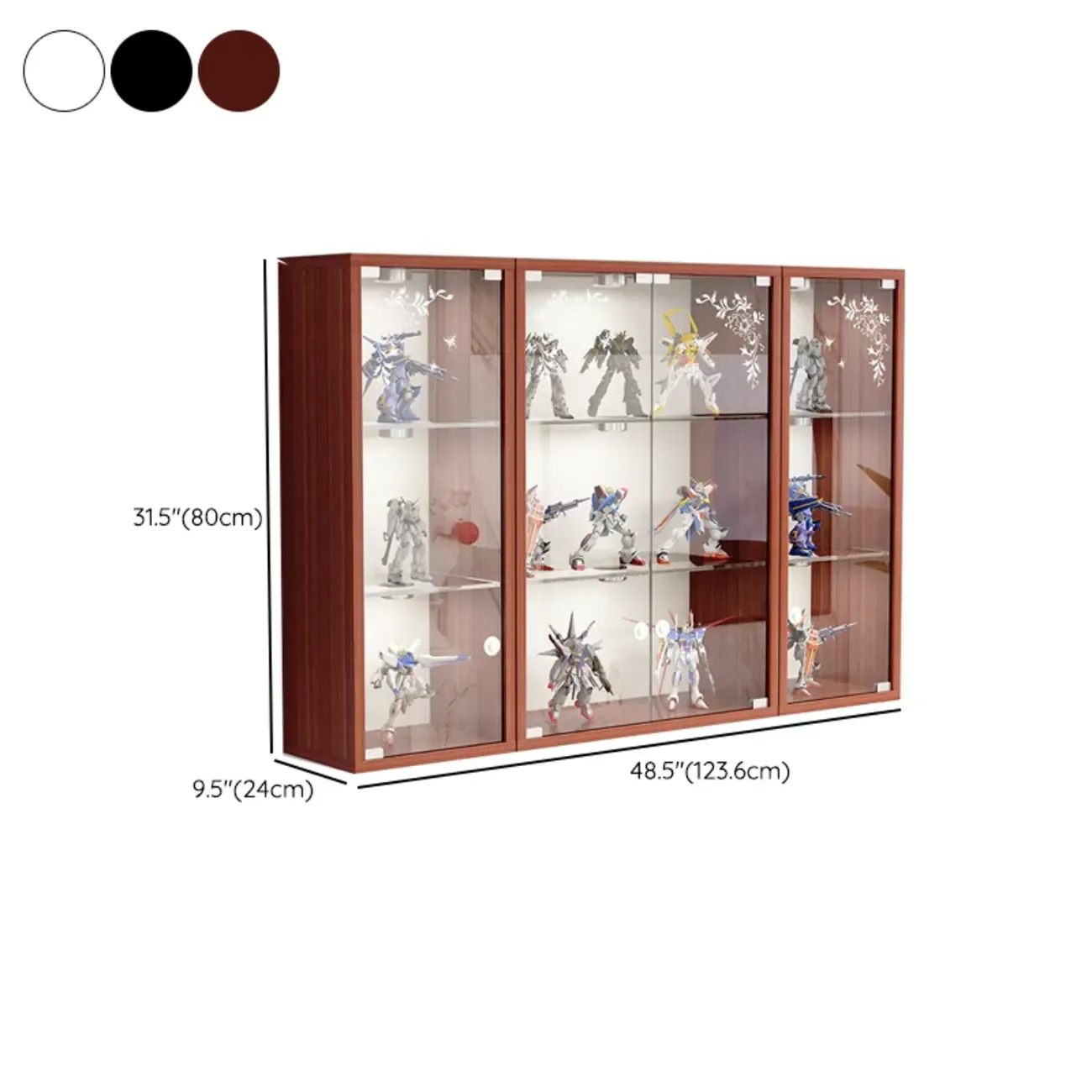 Wall-Mounted Wooden Enclosed Display Cabinet for Collectibles #size