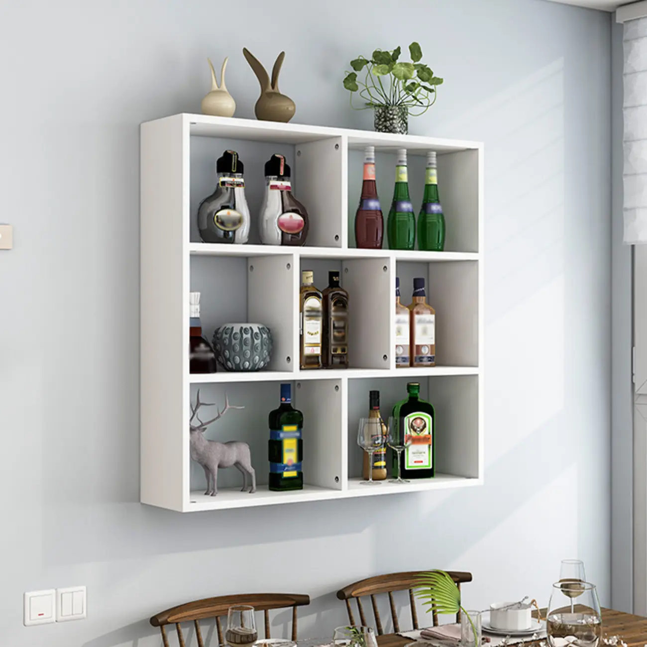 Simple Open Storage Wooden Floating Mount Display Cabinet Image - 2 | homeyfad