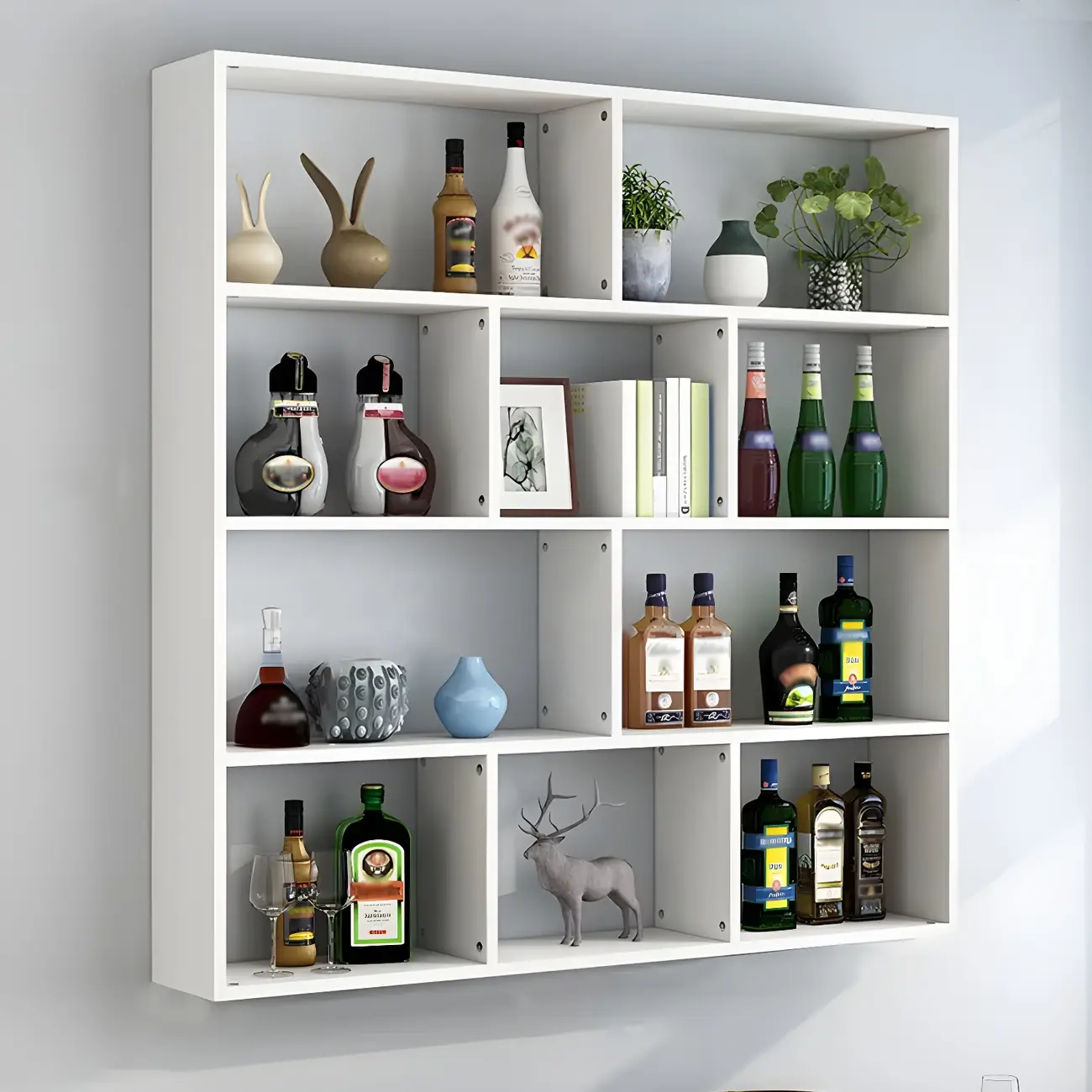 Simple Open Storage Wooden Floating Mount Display Cabinet Image - 13 | homeyfad