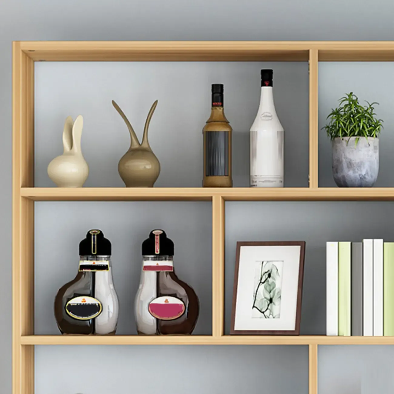 Simple Open Storage Wooden Floating Mount Display Cabinet Image - 16