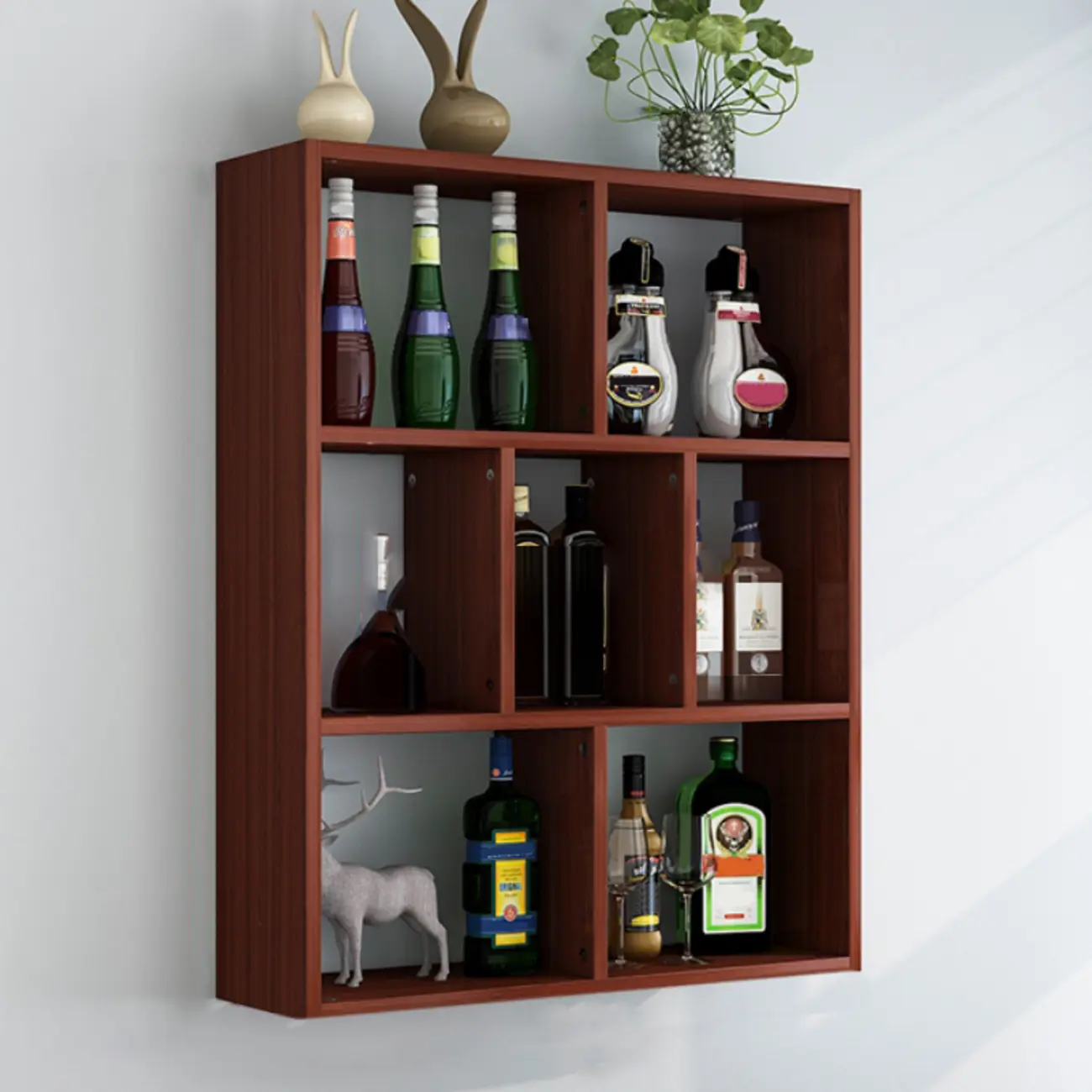 Simple Open Storage Wooden Floating Mount Display Cabinet Image - 3 | homeyfad