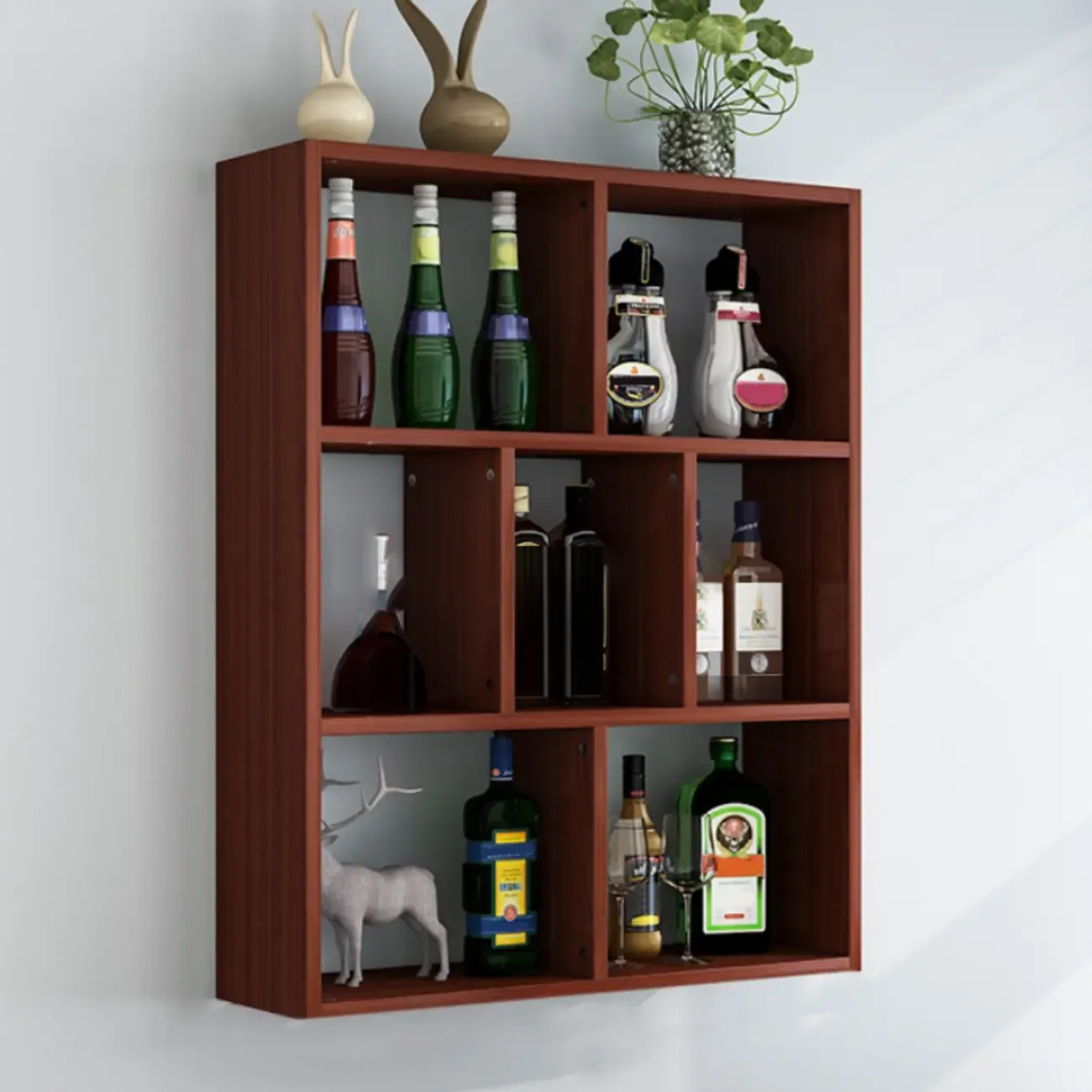 Simple Open Storage Wooden Floating Mount Display Cabinet | HomeyFad