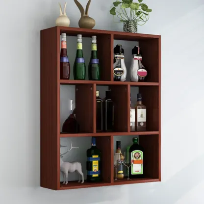 Simple Open Storage Wooden Floating Mount Display Cabinet Image - 3