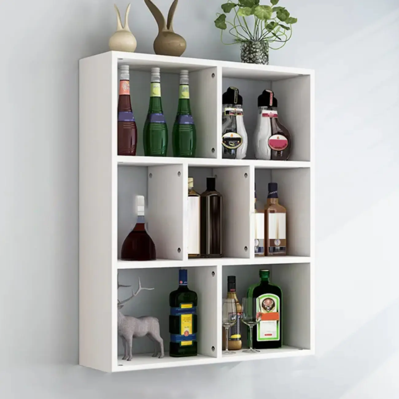 Simple Open Storage Wooden Floating Mount Display Cabinet Image - 5 | homeyfad