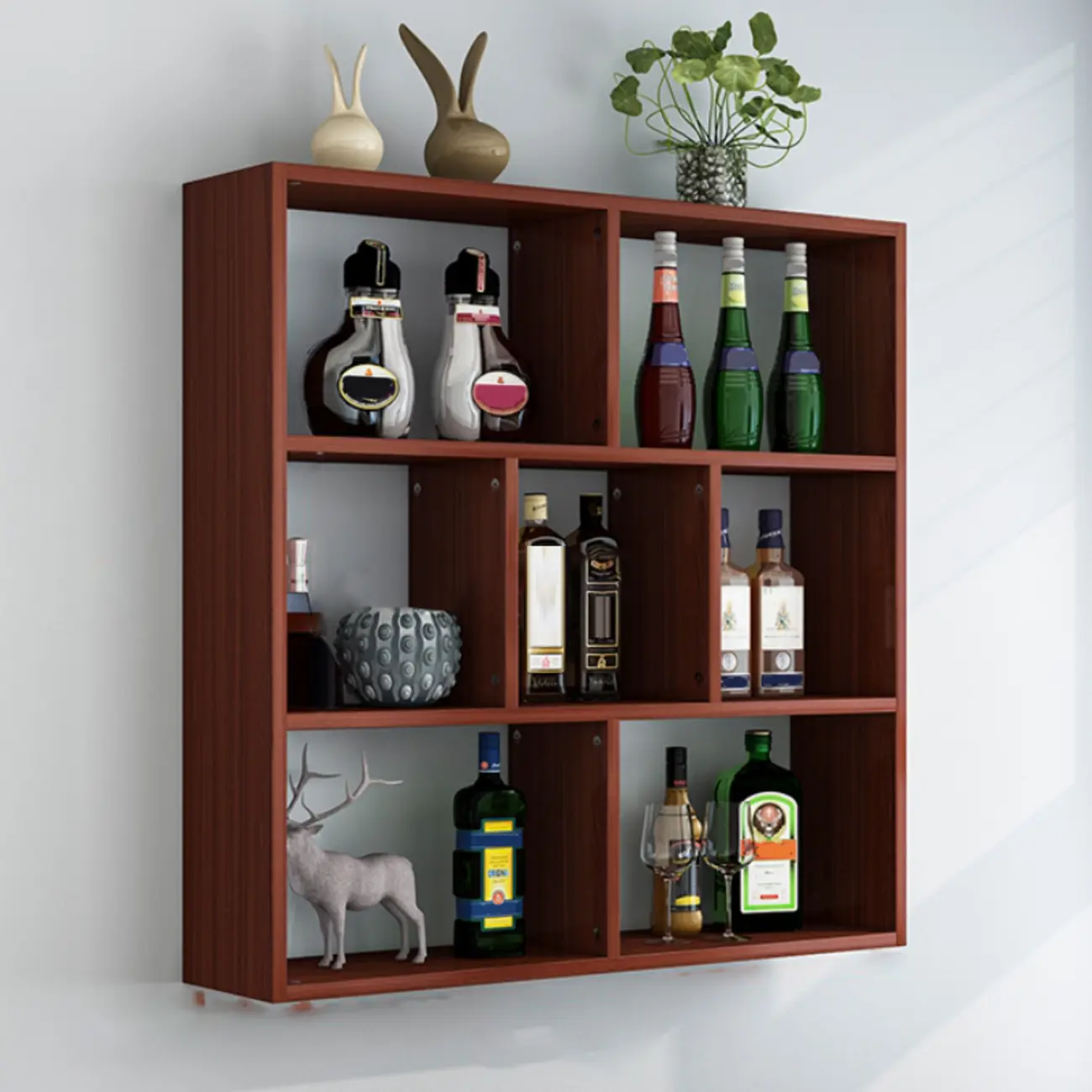 Simple Open Storage Wooden Floating Mount Display Cabinet Image - 7 | homeyfad