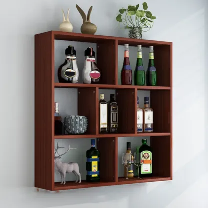 Simple Open Storage Wooden Floating Mount Display Cabinet Image - 7