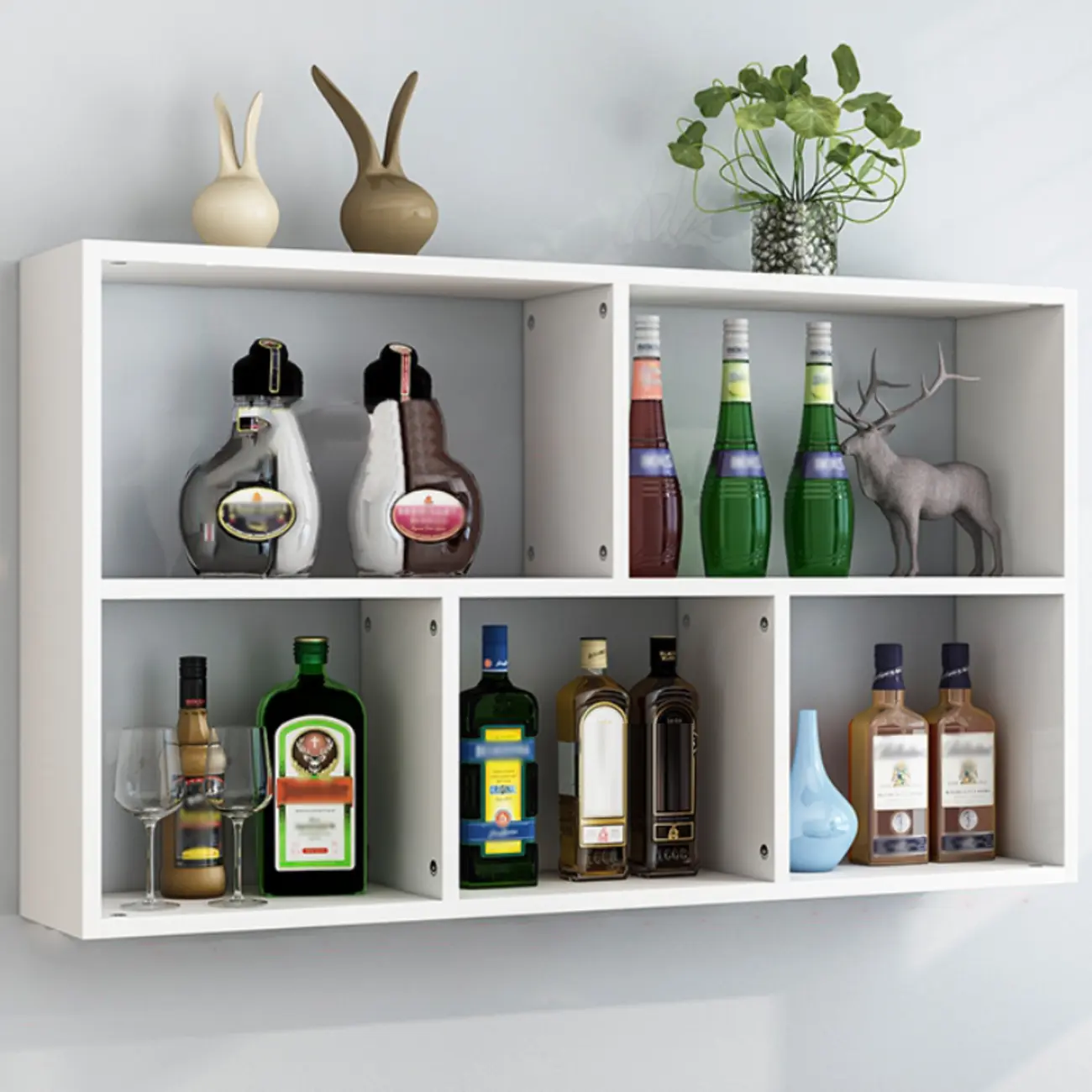 Simple Open Storage Wooden Floating Mount Display Cabinet Image - 17 | homeyfad