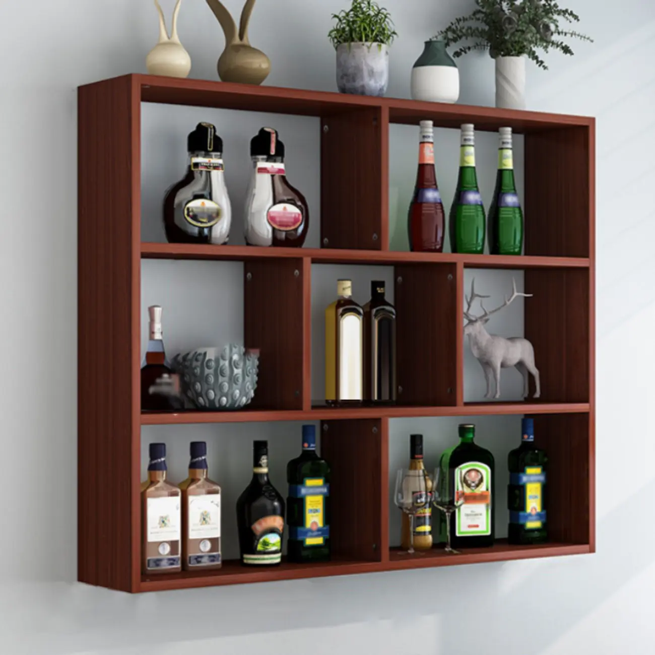 Simple Open Storage Wooden Floating Mount Display Cabinet Image - 14 | homeyfad