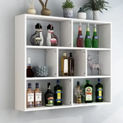 Simple Open Storage Wooden Floating Mount Display Cabinet Image - 8