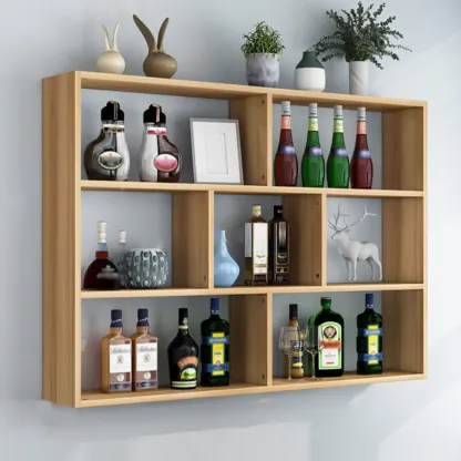 Simple Open Storage Wooden Floating Mount Display Cabinet Image - 11
