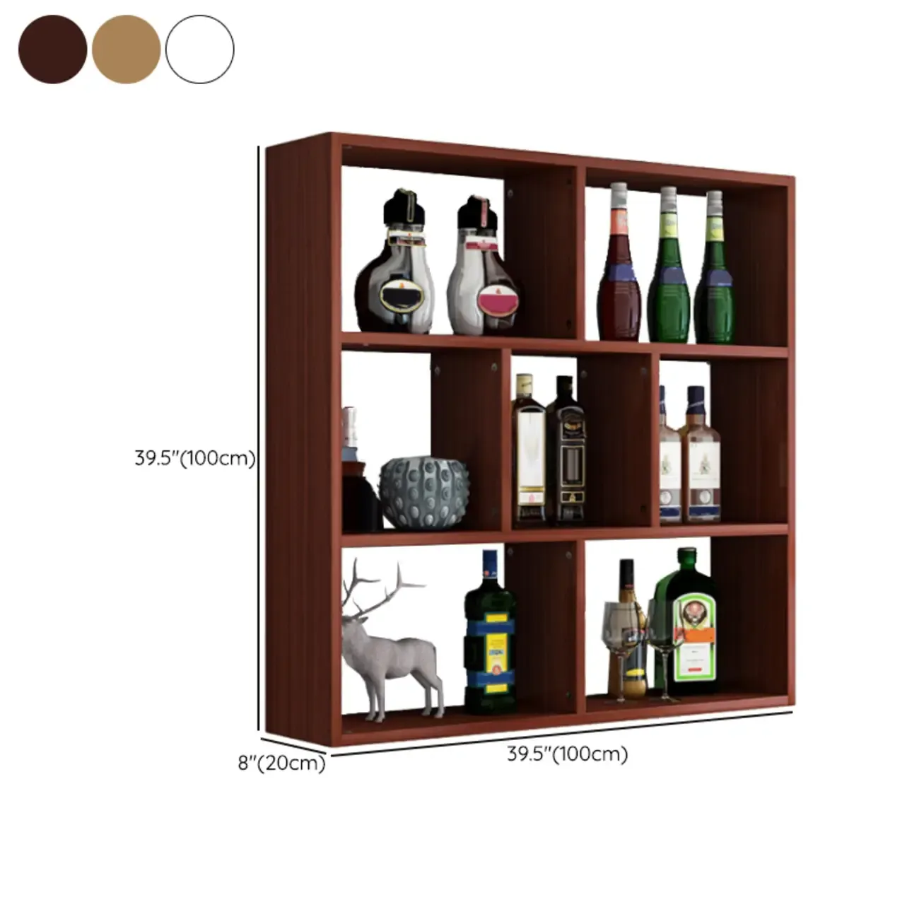 Simple Open Storage Wooden Floating Mount Display Cabinet Image - 19